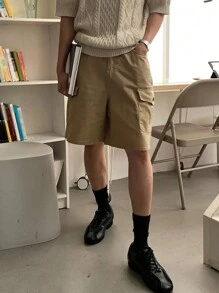 DAZY Men's Summer Solid Color Workwear Loose Shorts With Pockets Business Attire - Khaki - View 6