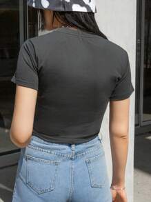 DAZY 太阳和月亮印花短款T恤节，图案T恤