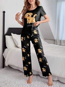 Conjunto De Pijama Con Patrón De Cachorros