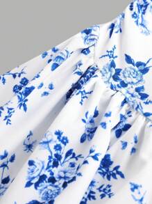 Teenage Girls' Fresh Ditsy Floral Strapless Mermaid Dress - Multicolor - View 4