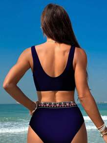 SHEIN Swim Women Summer Beach Floral Print Sexy Bikini Set Tandem Bikini Set Positioning Print