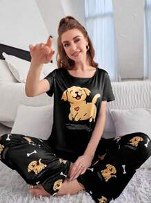 Conjunto De Pijama Con Patrón De Cachorros