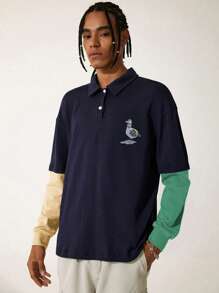 GAWX Artist Men's Color Block Printed Simple Casual Pullover Sweatshirt, Top, For Holiday, Vacation, Spring, Going Out, Festival, Workout, Ibiza Fits - Multicolor - View 2