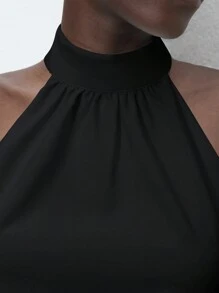 Maija 2026春夏女装纯色黑色露背吊带上衣 - 黑色 - 查看 8