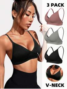 Gameset SHEIN Sport Sujetador deportivo de fitness diario de unicolor para mujeres - Multicolor - Ver 1
