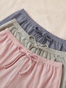 Ensemble 3 pièces: shorts de détente à motif jacquard unicolore avec lien de taille