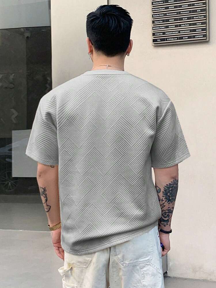 Men's Letter Adhesive Label Summer Round Neck Short Sleeve Casual T-Shirt