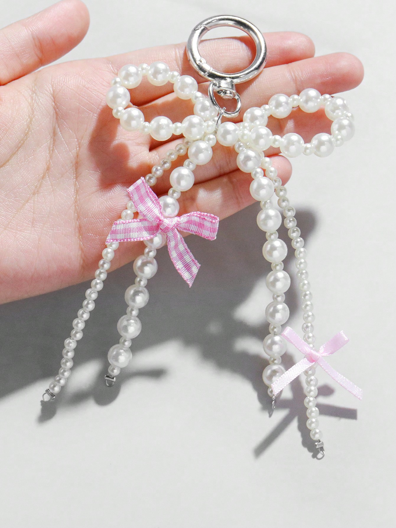 Is That The New Kawaii 1pc Korean Style Pink Plaid Ribbon Pearl