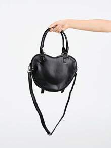 ROMWE Avant PU皮心形和蝴蝶結裝飾單肩包斜背包，適用於工作、派對、商務和旅行，可兼作背包