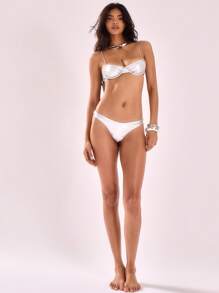 Musera Resort Metallic Underwire Bikini Top Only Summer Beach Resort - Silver - View 3