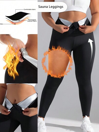 Easithlete Plus-Size Women's Adjustable Waist Fat-Burning Running Fitness Sweatpants With Front Button And Tummy Control Yoga Pants