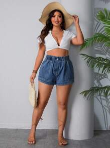 Breezaya Shorts informales de mezclilla para el verano en talla grande