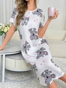 Robe de nuit pour femme SD5, tissu en lait de soie de 140g avec impression numérique - Multicolore - Voir 3