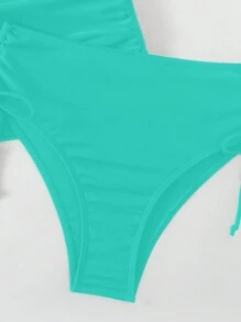 SHEIN Swim Women's Solid Color Tankini Set For Summer Beach Wear