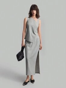 Ontre Women Lady's Formal Gray Business Casual Skirt, Autumn Back-To-School - Grey - View 1