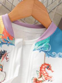 Áo khoác thu đông cho bé gái xu hướng mới Áo khoác in hình động vật đại dương thanh lịch & lưng cao thú vị cho những dịp thường ngày & thể thao - Nhiều màu - Xem 4