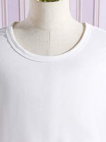 SHEIN 少女1件對比色帶流蘇裝飾開襟外套＆1條春夏通勤褲 - 綠色 - 查看 3