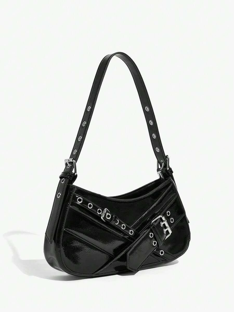 SHEIN BAE 女士俱樂部街頭Y2K街頭朋克單肩包 - 黑色 - 查看 1