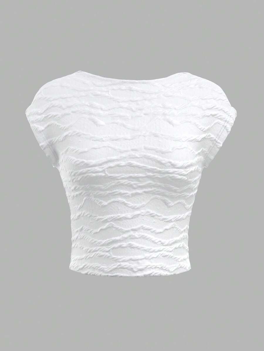 Sweetina Women's Fashionable Brunch Y2k Summer Sexy White Solid Color Backless Criss Cross Strap T-Shirt - White - View 1