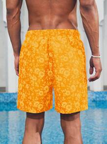 Manfinity VDAYZ Pantalones cortos de playa holgados con dibujo floral para hombre con cintura con cordón, estilo de vacaciones - Multicolor - Ver 2
