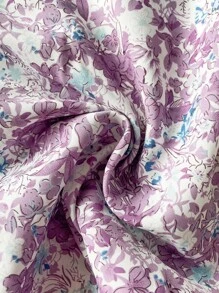 Soleia WYWH Dames Vakantie Vakantie Paarse Bloemen Schouderband Strik Taartjurk Ditsy Bloemen Vierkante Hals Gelaagde Taartjurk, Romantische Bruiloft Seizoen Outfit, Afternoon Tea Outfit, Schattige Jurk