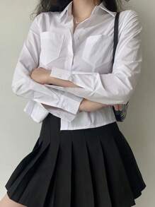 INAWLY Chemise unicolore à boutons pour le printemps et l'été