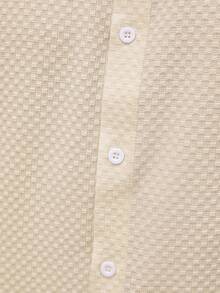 Manfinity CasualMax Men's Plus Size Solid Color Short Sleeve Button Up Single-Breasted Casual Shirt For Summer - Apricot - View 4