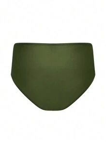 SHEIN Swim Solid Twist Front Bikini Bottom For Summer Beach - Army Green - View 2