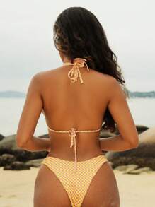 SHEIN Swim Halternek-bikinitikiniset met bloemenprint en sexy splitontwerp voor zomerse strandkleding