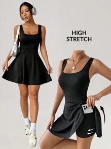SHEIN EZwear Black Knitted Sleeveless Bodycon Jumpsuit,Summer Dresses For Women
