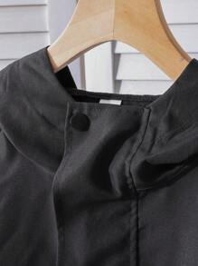 SHEIN Teen Boy Spring/Autumn Casual Hooded Outdoor Workwear Jacket