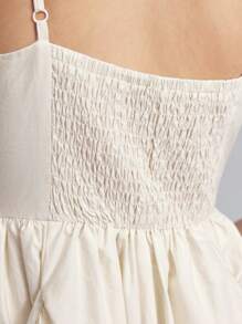 Ontre Women's Apricot Color Long Strap Cotton Dress, Autumn Dress For School & Casual Wear