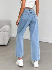 RueChic 女性休閒口袋喇叭牛仔褲，適用於日常外出