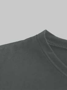 SHEIN Maternity Cartoon Print Crew Neck Short Sleeve Casual T-Shirt - Grey - View 5