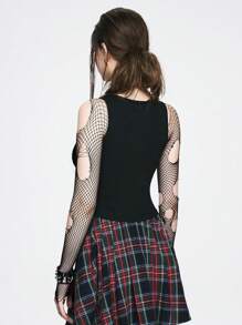 ROMWE Grunge Punk 暗黑庞克突變頭骨對比色印花修身多功能女士背心