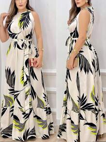 Breezaya 女士夏季无袖荷叶边系带连衣裙 - 彩色 - 查看 4