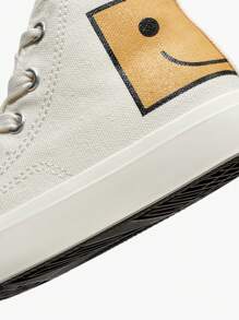 JNSQ Chaussures de canevas enfant à bout carré à la mode avec motif souriant, style décontracté de printemps/été