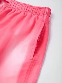 Surfspeed Men's Vacation Letter & Palm Tree Printed Drawstring Loose Fit Beach Shorts - Pink - View 4