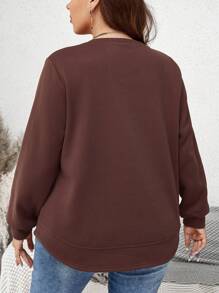 SHEIN LUNE Plus Size Letter & Cartoon Graphic Sweatshirt For Autumn & Winter Halloween Sweatshirt For Autumn & Winter Pumpkin Shirt Travel Outfit Airport