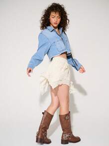 WESTFADE Premium 100% Cotton Non-Stretch Denim Shirt Jacket - Baby Blue - View 4