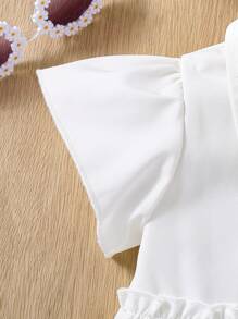 Baby Girls' Cute And Fun Pink 3D Flower Top With Ruffle Trim, Spring/Summer - White - View 5