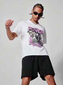 PAVTROS مجموعة رجالية من تي شيرت التي شيرت العارض الصيفي المطبوع بشخصية وشعار مستدير عنق قصير الأكمام الكاجوال و السروال الرياضي برباط الخصر - متعدد الألوان - مشاهدة 5