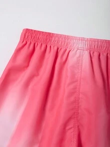 Surfspeed Men's Vacation Letter & Palm Tree Printed Drawstring Loose Fit Beach Shorts - Pink - View 3