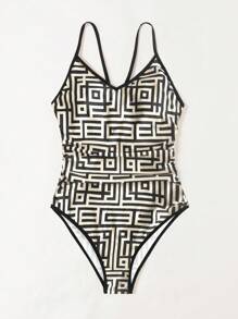 Ladies' One-Piece Random Printed Swimsuit Summer - Multicolor - View 3