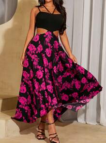 SHEIN SXY Mono casual y simple de mujer estilo BOHO con estampado floral para uso diario en vacaciones de verano en la playa
