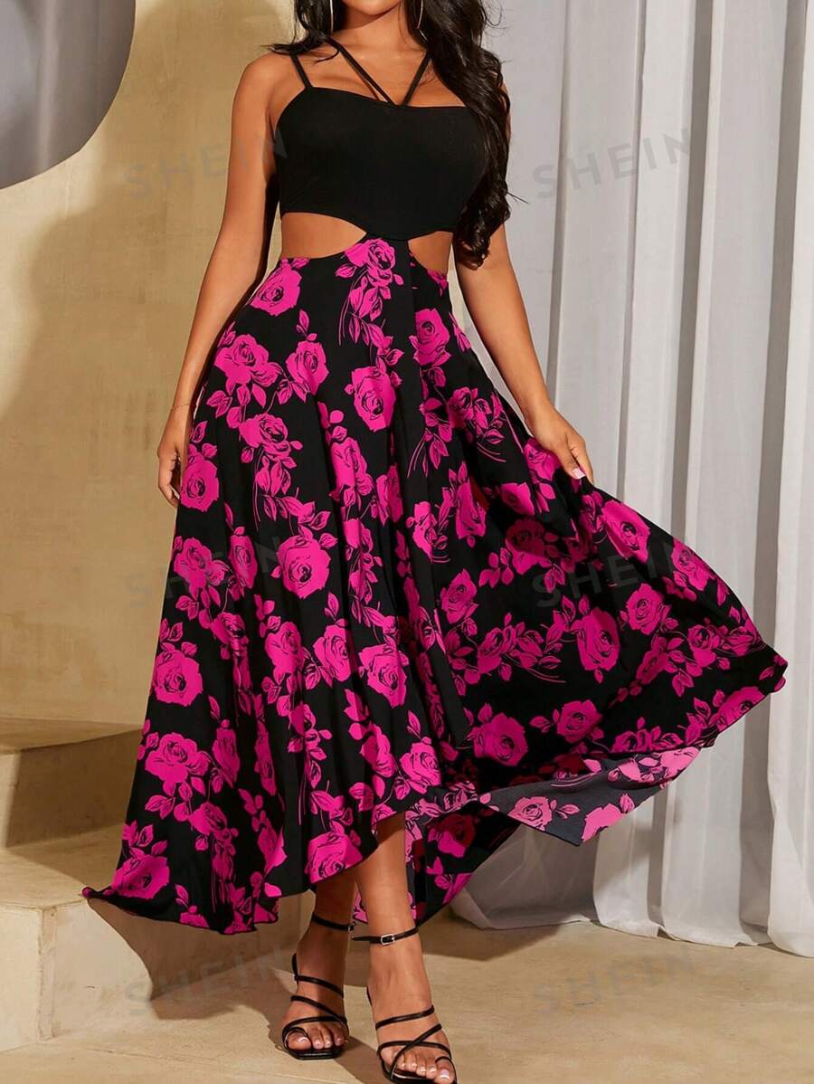 SHEIN SXY Mono casual y simple de mujer estilo BOHO con estampado floral para uso diario en vacaciones de verano en la playa