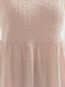 Soleia Casual Resort Beige Backless Knotted Small Cap Sleeves Plus Size Top - Apricot - View 8
