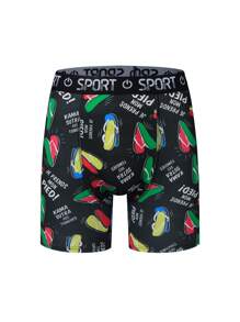 Manfinity 5 Cái/gói Quần Short Boxer Dacron In Kỹ Thuật Số Cho Nam - Nhiều màu - Xem 4