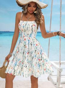 SHEIN VCAY 女士夏季A字形細肩度假連身裙 - 彩色 - 查看 4