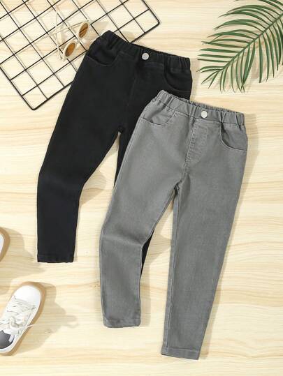 年轻男孩舒适休闲水洗柔软 2 件牛仔裤套装，适合度假